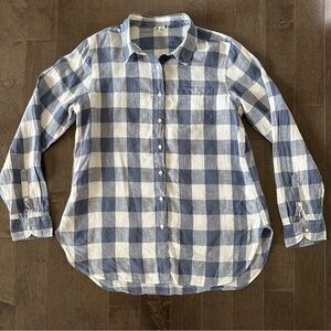 L L Bean Linen Button Down Buffalo Check Lumberjack Country Lightweight Summer M